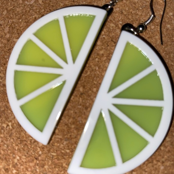 1 Pair Neon Green Lime Drop Earrings - Picture 2 of 8